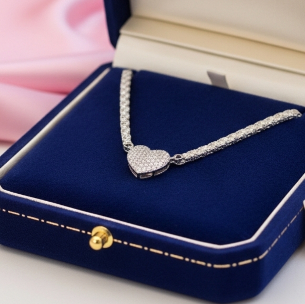 Dazzling Silver Heart Necklace